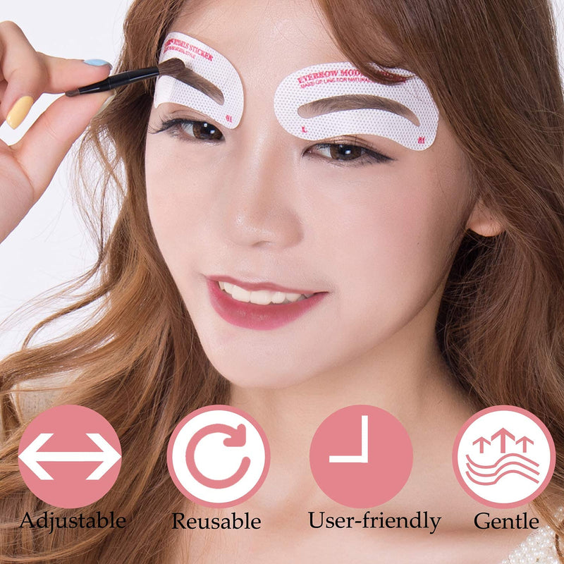 [Australia] - Eyebrow Stencil, 12 Eyebrow Shaper Kit, Reusable Eyebrow Template, 3 Minutes Makeup, for Beginners and Professionals (Pack of 12) Pack of 12 