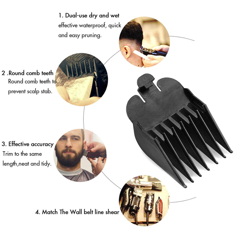 [Australia] - 8 PCS 8 Length Professional Hair Clipper Guide Combs, Replacement Guards Set, Attachment Guide Combs, Great Fits for All Full-Size Wahl Clippers/Trimmers(Black) 