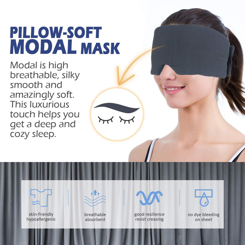 [Australia] - Mavogel Sleep Mask - Skin Friendly Modal Material & Light Blocking Sleeping Mask for Home/Flight/Shift Work, Handmade, Fully Adjustable Strap, Full Eye Covers for Women/Men Sleeping (Dark Grey) Dark Grey 