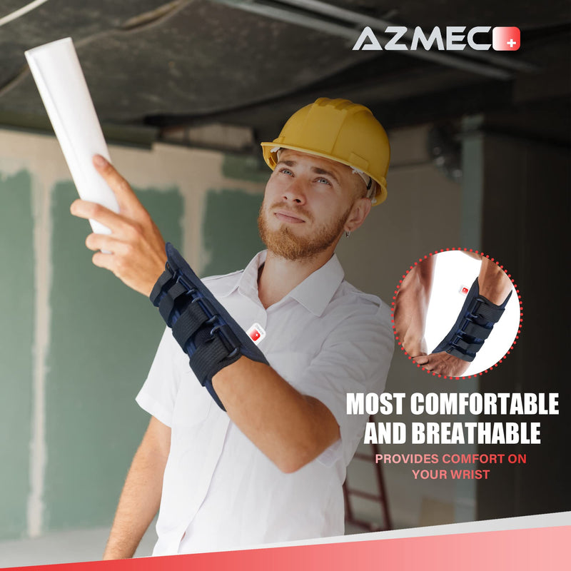 [Australia] - AZMEC Wrist Brace For Right Hand – Carpal Tunnel Brace – Medium Navy Adjustable Wrist Support for Carpal Tunnel, Tendonitis Arthritis Pain Relief, 6.5 - 7.5 inches 