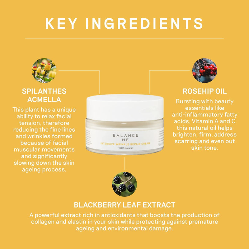[Australia] - Balance Me Intensive Wrinkle Repair Cream ‚Äì Intensely Hydrates & Moisturises ‚Äì Anti-Ageing & Firming Face Moisturiser For All Skin Types ‚Äì 100% Natural ‚Äì Vegan & Cruelty Free ‚Äì Made‚ÄØIn‚ÄØUK ‚Äì 50ml 