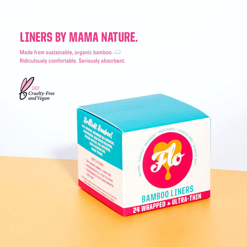[Australia] - Flo Organic Bamboo Leakproof, Highly Absorbent Slim Panty Liners - Individually Wrapped - Biodegradable & Cruelty, Plastic & Vegan Free - 24 Pack 24 Count (Pack of 1) 