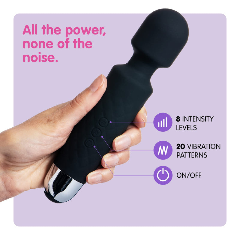 [Australia] - Oliver James Personal Body Massager - Quiet, Waterproof, Powerful, Wireless, Rechargeable Travel Massager - 20 Vibration Patterns & 8 Speeds - Full Body Relaxation and Muscle Tension Relief (Black) Black 