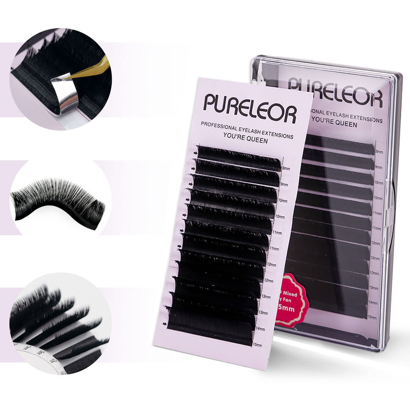 [Australia] - Easy Fan Lashes 0.07 D Curl Single Tray 8mm 2D-20D Volume Eyelash Extensions Self Fanning Russian Lashes Individual Lash Extension（0.07d-8mm） 8 mm 0.07mm-D 