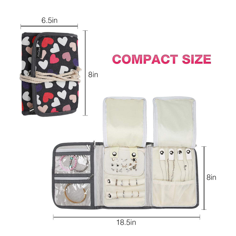 [Australia] - ProCase Travel Jewelry Roll Organizer for Women Girls Christmas Valentine's Day Gift, Foldable Jewelry Storage Bag Roll Up Organizer Case for Necklaces Earrings Bracelets Rings Chains Brooches 