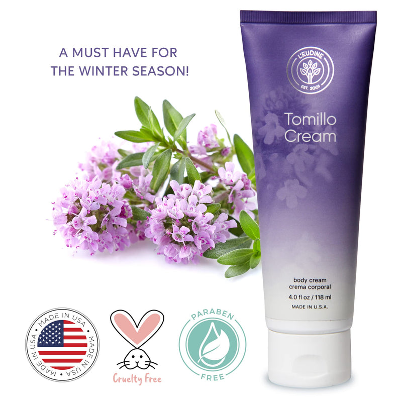 [Australia] - L’EUDINE Thyme Body Cream – 4fl oz Tomillo Massage Cream – Soothing Respiratory Tract and Airways – Decongestant Emollient Cream for Kids and Adults – Great for Cold Season 
