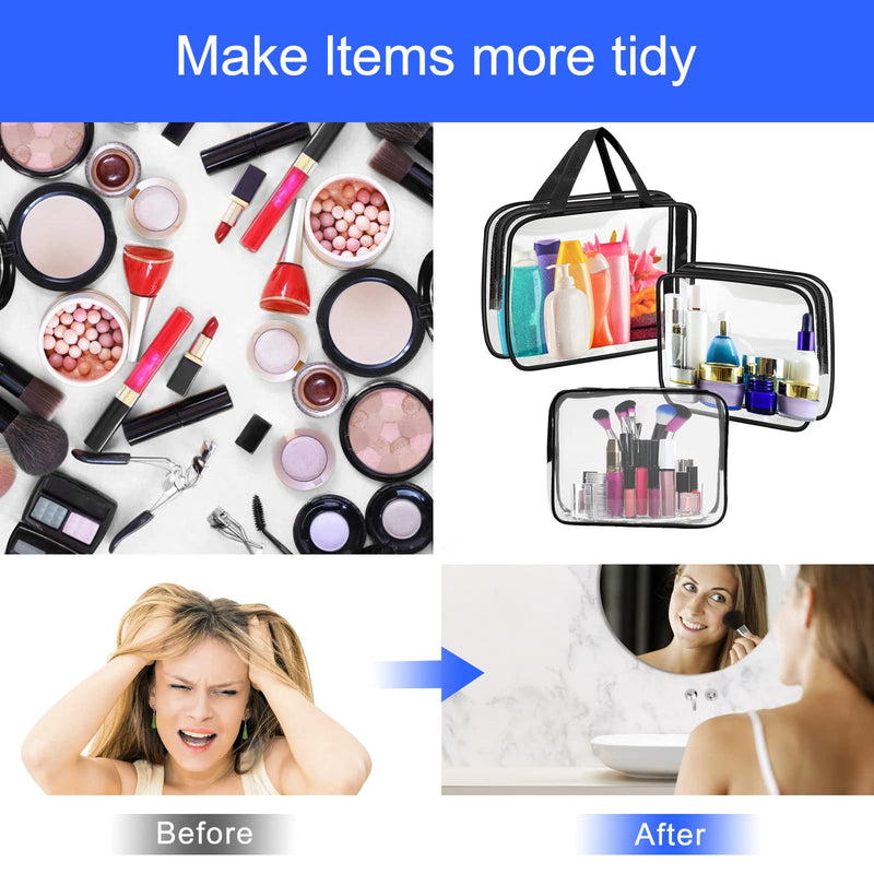[Australia] - Clear Toiletries Bag, Funnasting 3 in 1 Waterproof Toiletry Travel Bag Clear PVC Travel Bag Wash Bag Makeup Bag Travel Business Bathroom for Men, Women and Kids Small Medium Large 3PCS 
