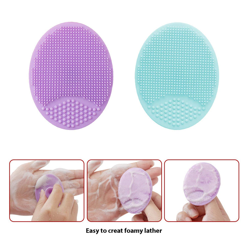 [Australia] - HieerBus Facial Cleansing Brush,Soft Silicone Face Scrubber,Facial Exfoliation Scrub for Massage Pore Cleansing Blackhead Removing Deep Scrubbing for All Kinds of Skins (2ed-Fruit Green+Light Blue) 2ed-Fruit Green+Light Blue 