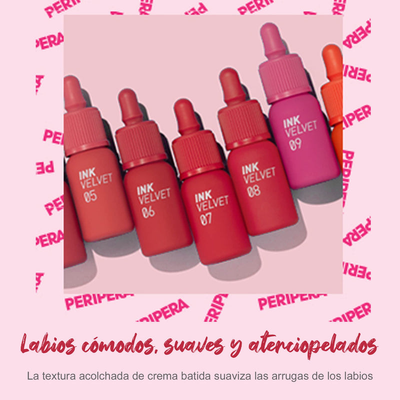 [Australia] - Peripera Lip Ink Velvet Tint Soft - Glowing Cosmetics Smooth And Shining, Long Lasting Makeup - Beauty Peak Rose 