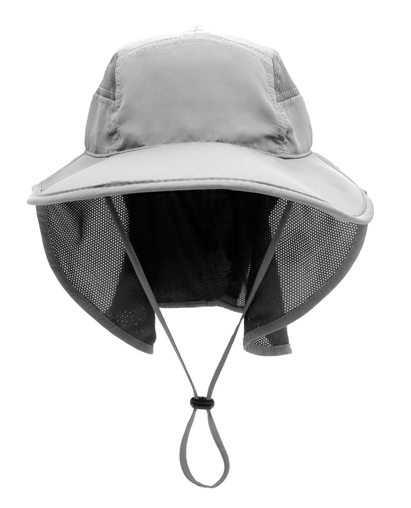 [Australia] - gg st Sun Hat Men & Women UPF 50+ Mesh Summer Protection Outdoor UV Cap with Neck Flap Breathable Packable Hunting Fishing Beach Hat Gray 