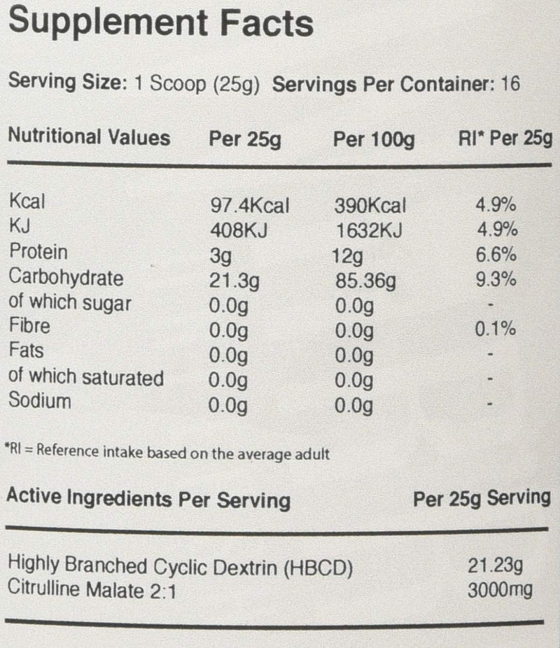 [Australia] - Warrior Supplements Cyclic Dextrin Pre and IntraWorkout Carbohydrate Muscle Pump Powder 16 Servings 400g, Savage Strawberry 