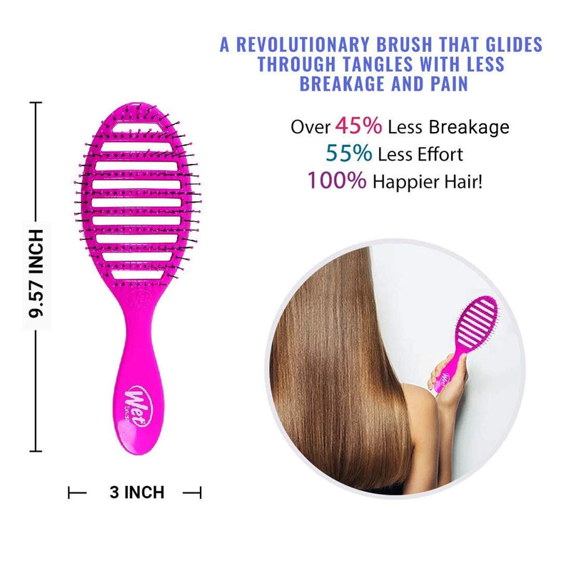 [Australia] - Wet Brush Speed Dry Detangler (Pink)- Ergonomic, Heat Flex Bristles, Blow Dry, Detangling Knots, Snag Anti-Static Brush for All Hair Type 