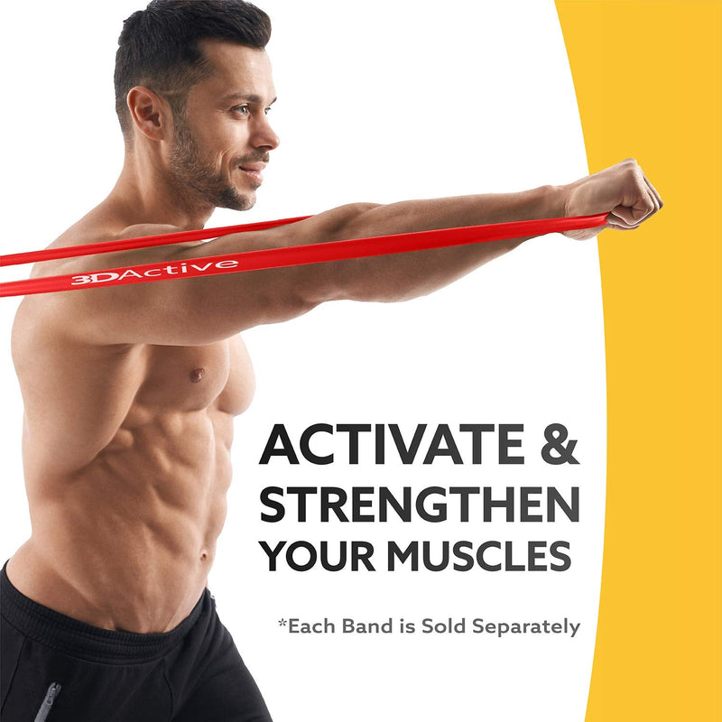 [Australia] - 3DActive Pull Up Assist Band - Resistance Band for Strength Training, Powerlifting, Body Stretching, CrossFit. Free Exercise Guide. #1 Red- 10 to 35 Pounds (1/2 *4.5mm) - Single Band 