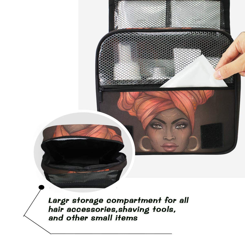 [Australia] - Hanging Toiletry Bag African American Woman Portable Cosmetic Makeup Travel Organizer for Men & Women with Sturdy Hook pattern 5 