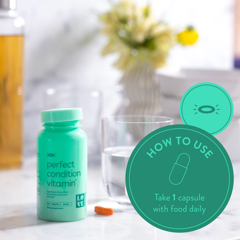 [Australia] - Love Wellness Perfect Condition Vitamin, 30 Tablets - Helps Support Feminine Wellness, Vaginal & Gut Health - Provides Healthy Candida Cleanse with Coconut Oil, Folic Acid, Turmeric & Boron 
