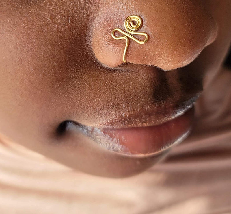 [Australia] - Wishangol African Nose Cuff, Nose Cuff Non Piercing, gold nose cuff, Fake Nose ring, Clip on Nose Ring for Women Men 