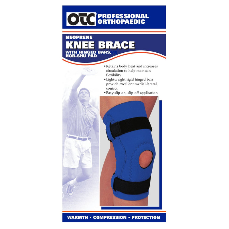 [Australia] - OTC Knee Brace Neoprene Sleeve Hor-Shu Pad Hinged Bars, Blue, Large 