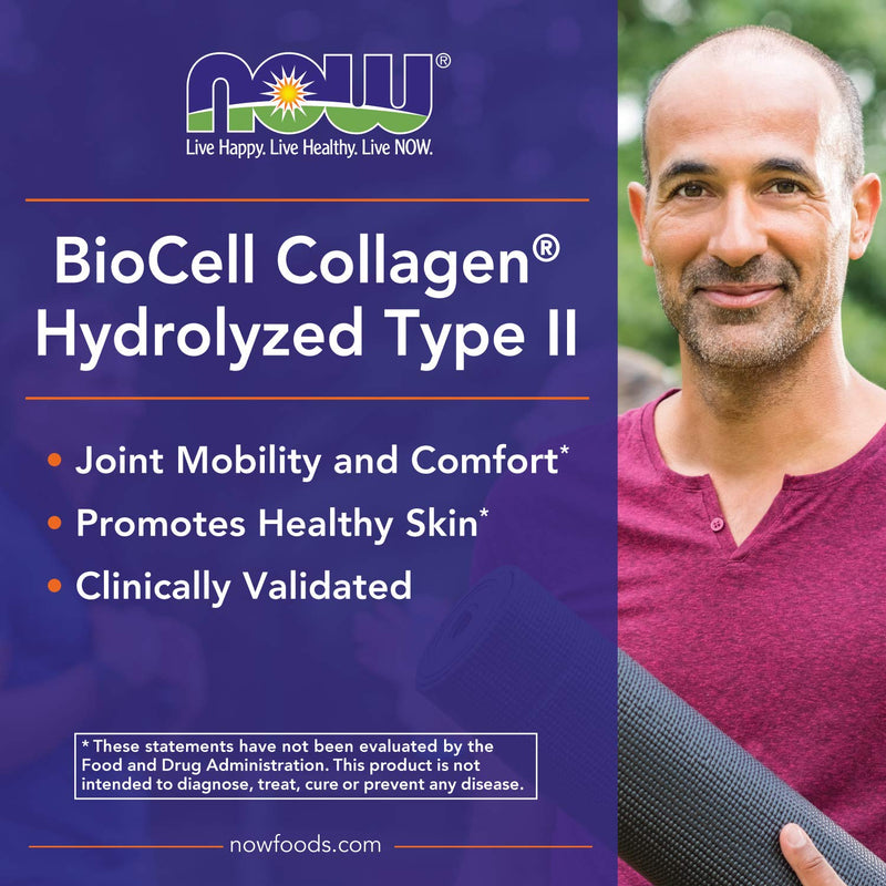 [Australia] - NOW Supplements, BioCell Collagen® Hydrolyzed Type II, Clinically Validated, 120 Veg Capsules 