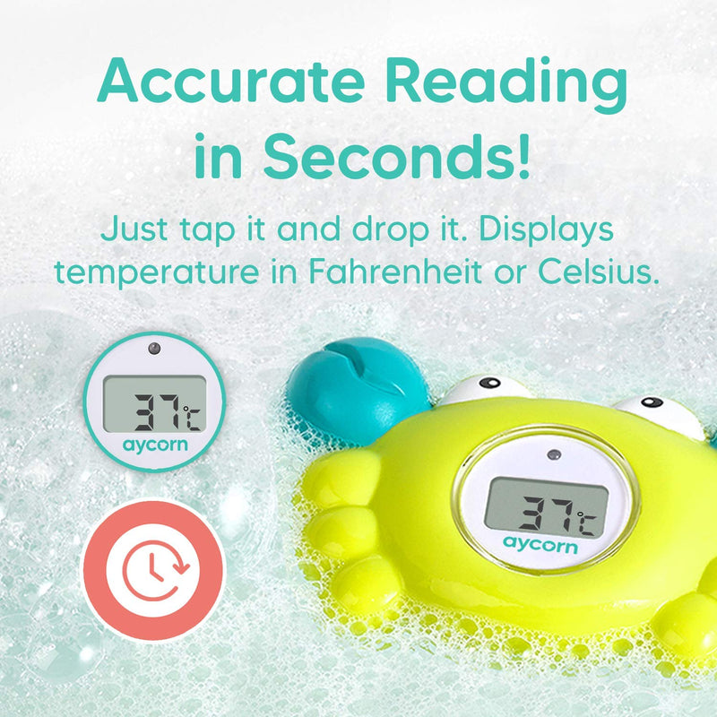 [Australia] - Aycorn Digital Baby Bath and Room Thermometer. Fast and Accurate Water Readings with LED Warning Alarm Ensures Your Child's Safety. Cute Floating Bathtub Toy Makes Perfect Bathtime Fun for Infants 