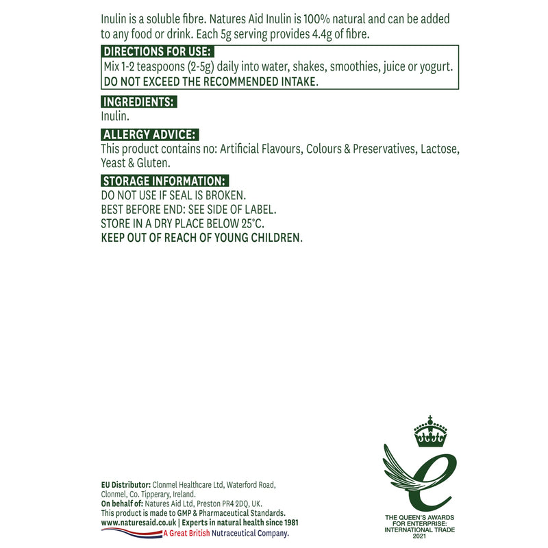 [Australia] - Natures Aid Inulin Powder, 250 g (from Chicory Root, 100% Natural with FOS, High Fibre, Low Calorie, Prebiotic, Vegan Society Approved, Made in the UK) 