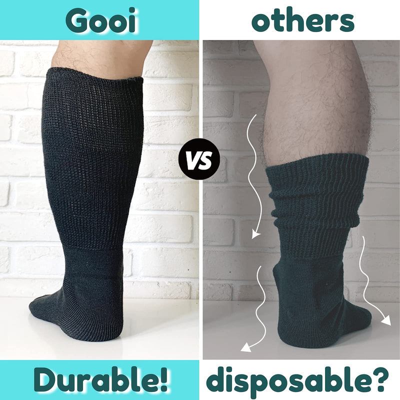 [Australia] - Extra Wide Neuropathy Pain Relief Socks for Swollen Feet Soft Stretches up to 30" Diabetics for Men Women 10-13 13-15 Warm Breathable Non Binding Loose Top Bariatric Edema Cast Over The Calf Plus Size Knee High Socks Extra-Wide Gooi 