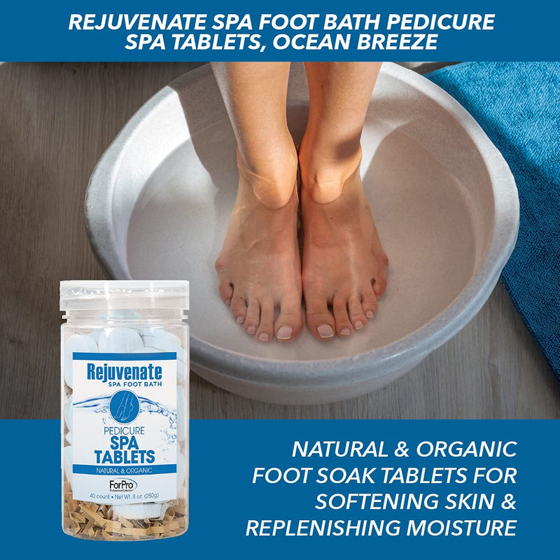 [Australia] - Rejuvenate Spa Foot Bath Pedicure Spa Tablets, Ocean Breeze, Natural & Organic Foot Soak Tablets for Softening Skin & Replenishing Moisture, 40-Count 