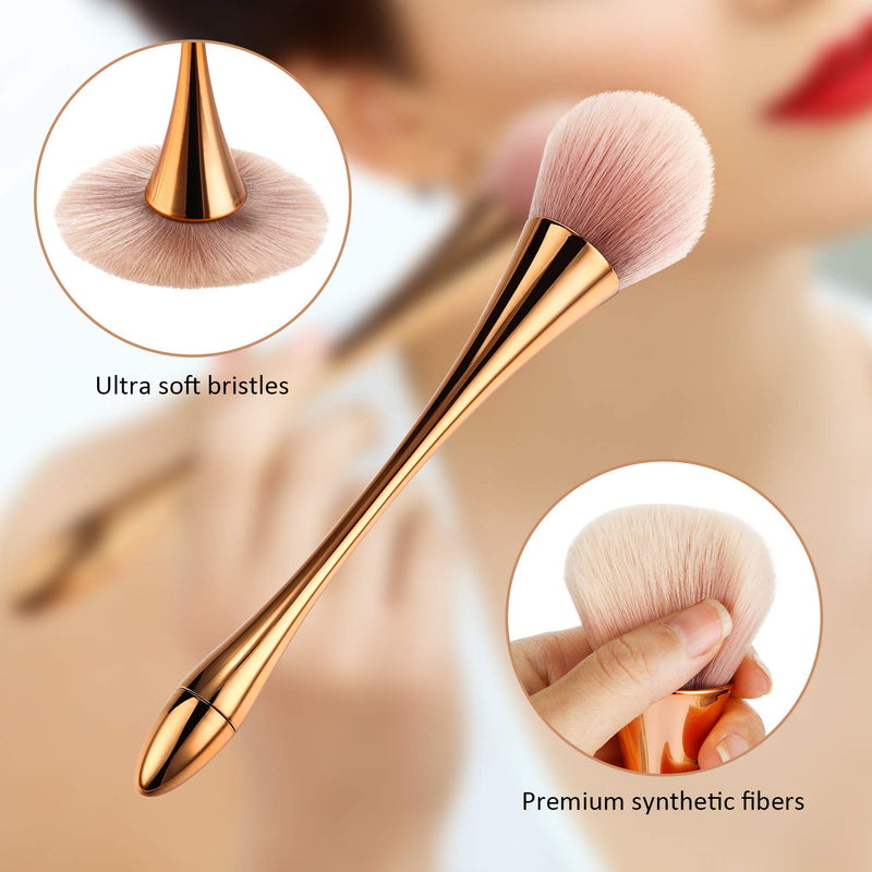 [Australia] - 2 Pieces Large Mineral Powder Brush Nail Brushes Kabuki Makeup Brushes Soft Fluffy Foundation Brush Blush Brush for Large Coverage Loose Powder Bronzer Blush Blending Buffing (Rose Gold) Rose Gold 