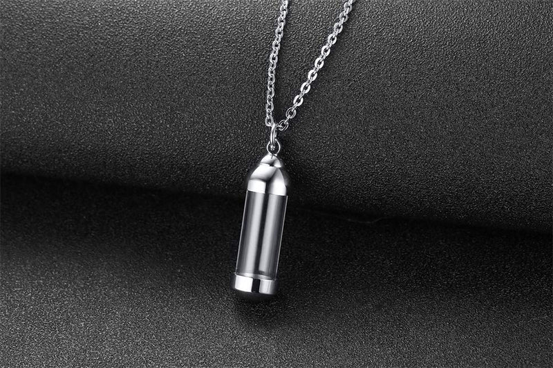 [Australia] - Mealguet Jewlery Stainless Steel Glass Openable Container Vial Tube Urn Keepsake Cremation Ashes Holder Memorial Pendant Necklace,Funnel Kit Included 2* pendants 12*40.5mm pendant 