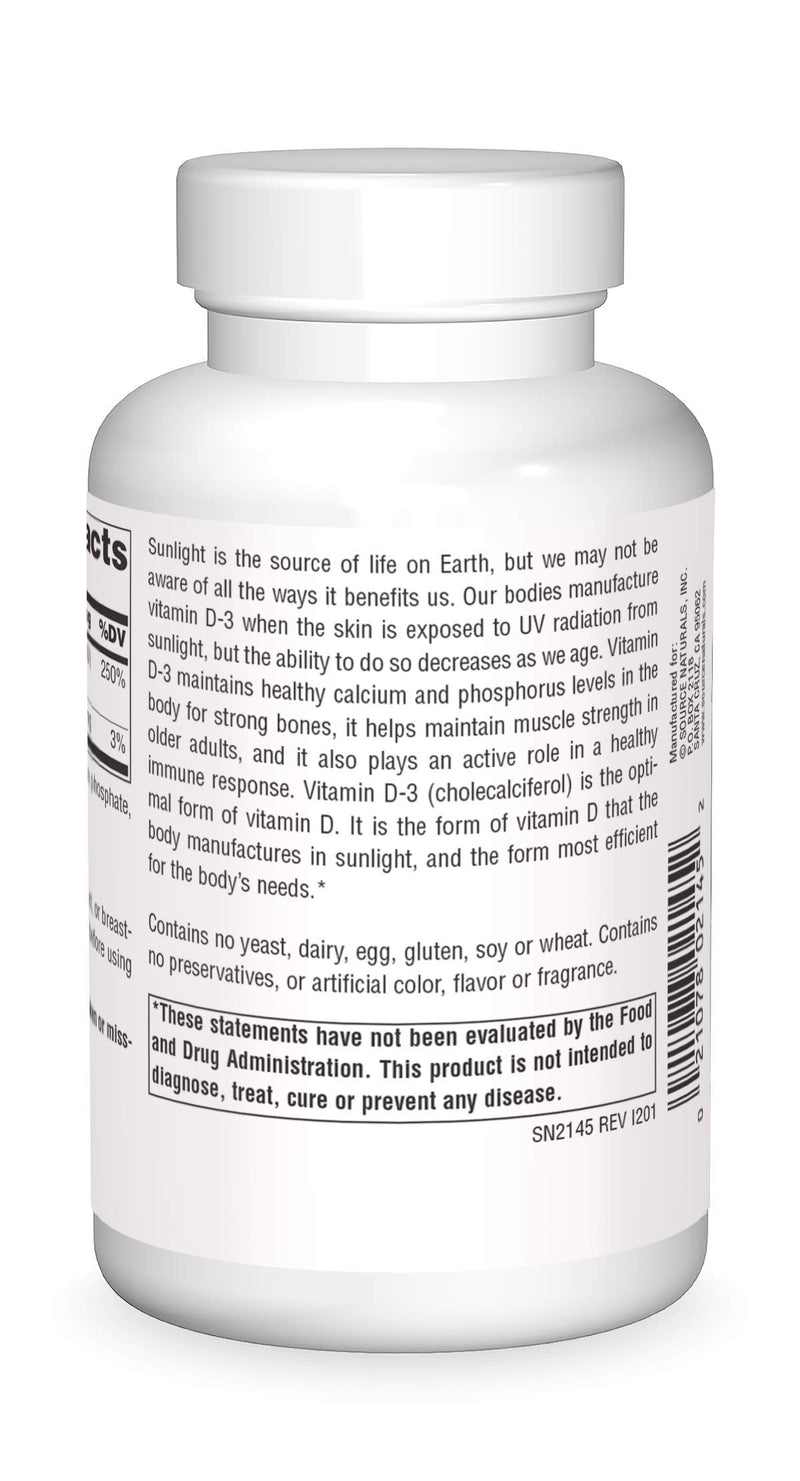 [Australia] - Source Naturals Vitamin D-3 2000 iu Supports Bone & Immune Health - 200 Capsules 200 Count (Pack of 1) 
