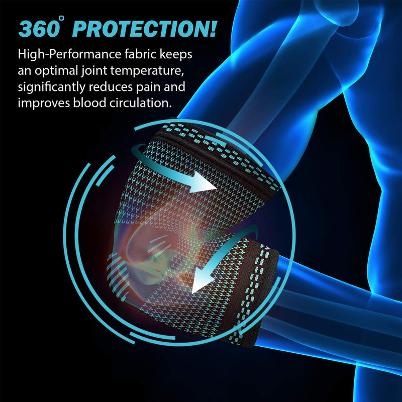 [Australia] - PowerLix Elbow Brace Compression Support (Pair) - Elbow Sleeve for Tendonitis, Tennis Elbow Brace and Golfers Elbow Treatment, Arthritis, Workouts, Weightlifting – Reduce Elbow Pain Blue X-Large 