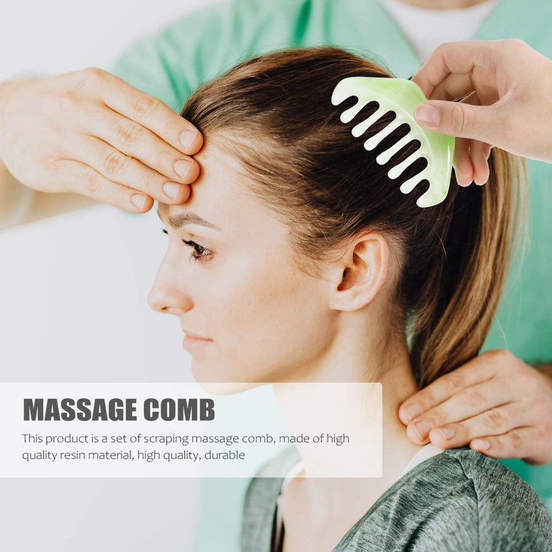 [Australia] - Healifty Jade Stone Massage Comb 3Pcs - Guasha Scalp Comb, Handheld Gua Sha Scraping Massage Tool for Head Caring, Relax (Green & Yellow & Apricot) Style 12 Assorted Color 