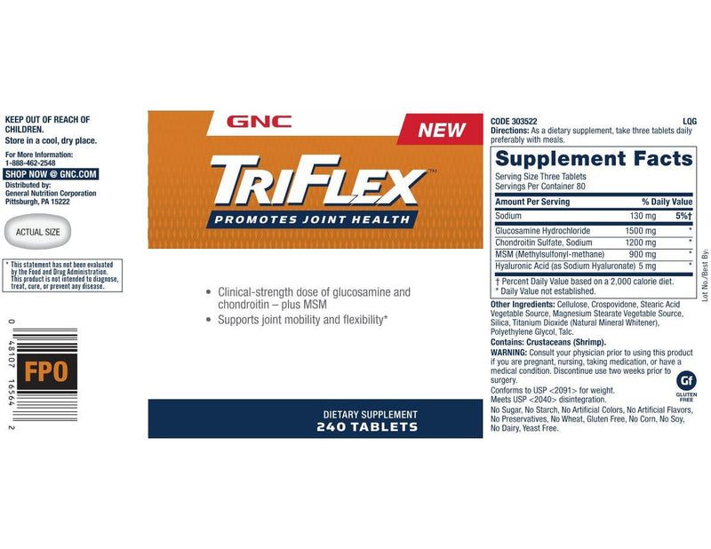 [Australia] - GNC TriFlex | Targeted Joint, Bone & Cartilage Health Supplement with Glucosamine Chondroitin & MSM |Support Mobility & Flexibility | 240 Caplets 80 Servings (Pack of 1) 