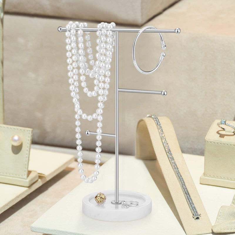 [Australia] - Earrings Holder Necklace Hanging Jewelry Organizer Stand Display Pendant Rack for Jewelry Hanging Supplies (Silver) 