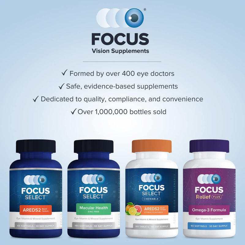 [Australia] - Focus Relief Plus Dry Eye Formula (90 ct. 30 Day Supply) Dry Eye Omega 3 Supplement - Dry Eye Relief Supplement -Omega 3 Fish Oil for Dry Eye 