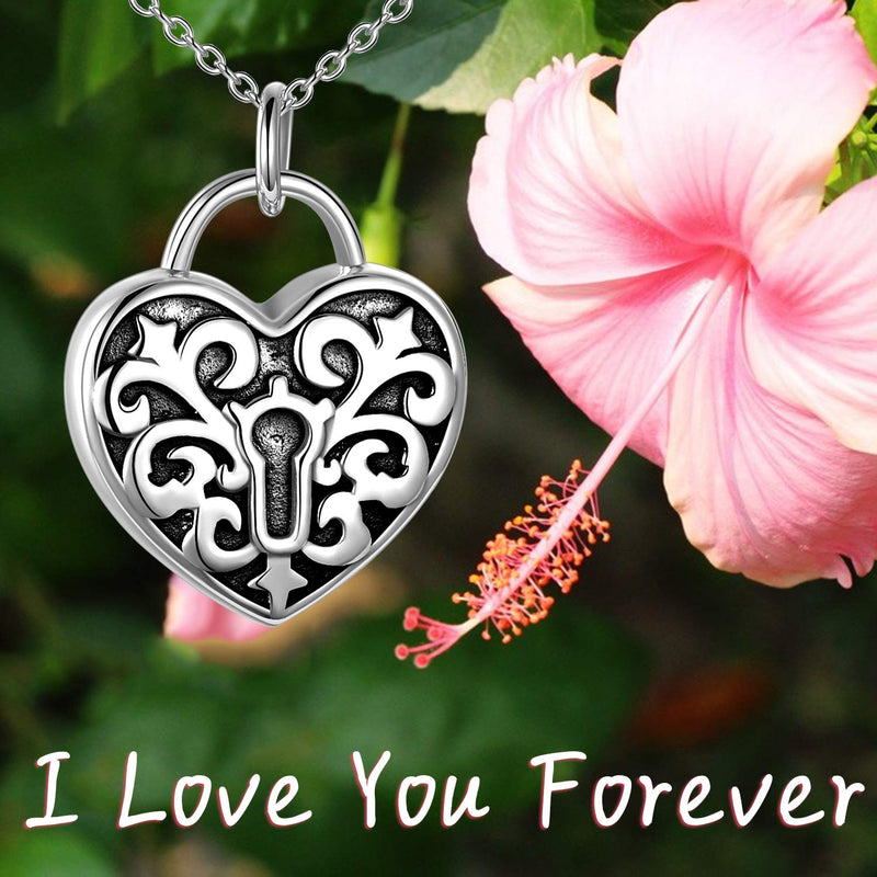 [Australia] - ONEFINITY Urn Necklaces for Ashes Sterling Silver Lock/Heart/Cat/Dog/Infinity Celtic Knot Cat/Dog/Lock/Heart Cremation Jewelry for Ashes Cremation Keepsake Gifts for Women Her Heart Lock 