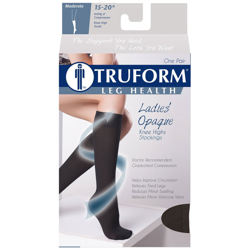 [Australia] - Truform Women's Compression Stockings, 15-20 mmHg, Knee High Length, Open Toe, Opaque, Black, Small Black (Open Toe) Small (1 Pair) Casual 