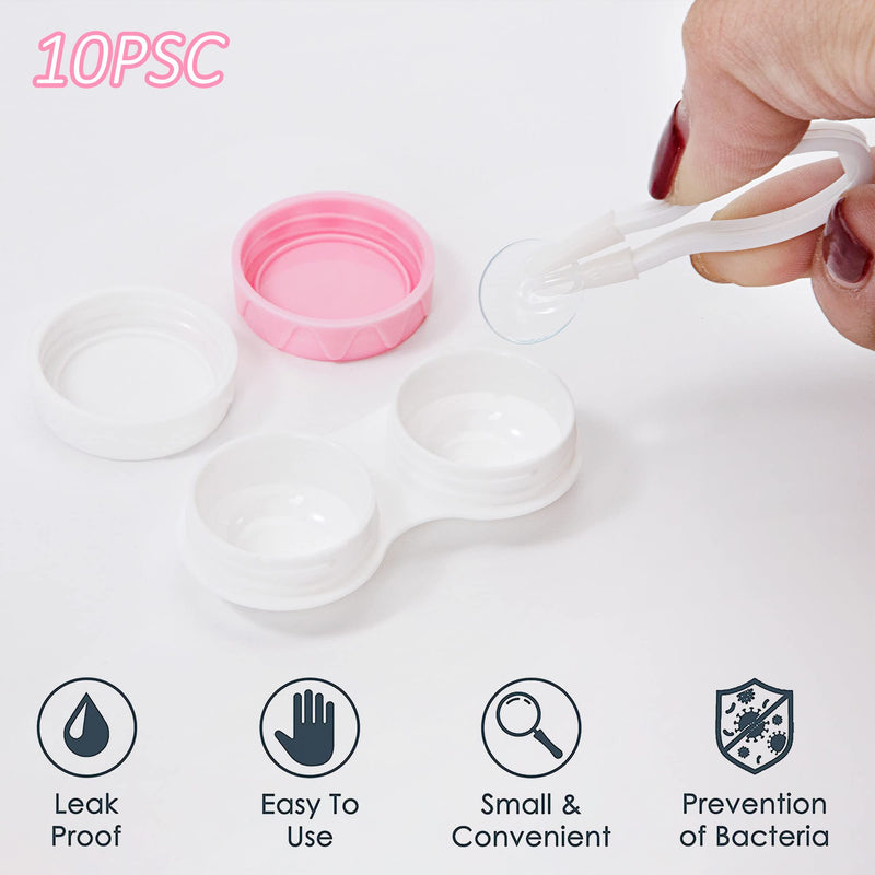 [Australia] - HOTKMB Contact Lens Cases Left Right Soaking Storage Container 5 Colors Leak Proof Protect Your Eyes by Changing for Travel Home Outdoor Flat Design 10 Pieces 