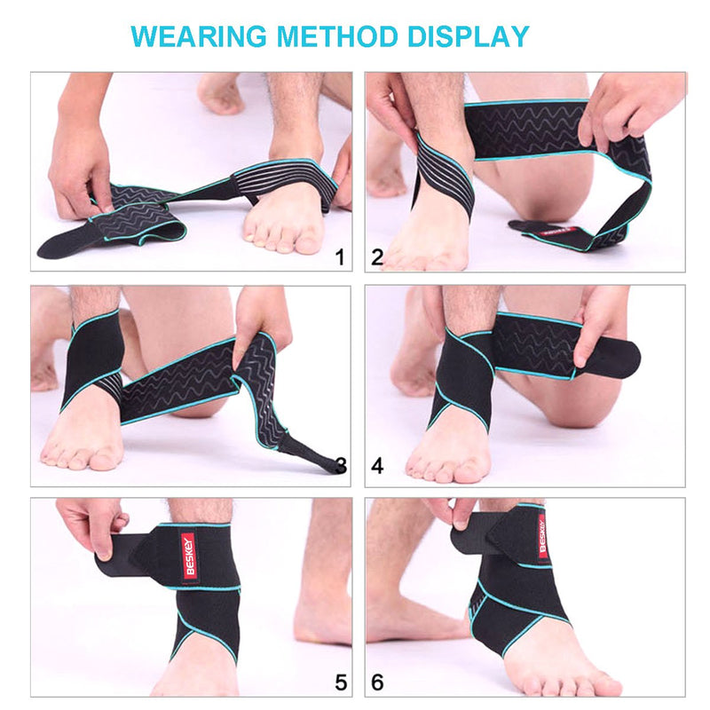 [Australia] - BESKEY Ankle Support Brace Adjustable Breathable Elastic Nylon Material Fit for Most Size Use for Sports Blue 