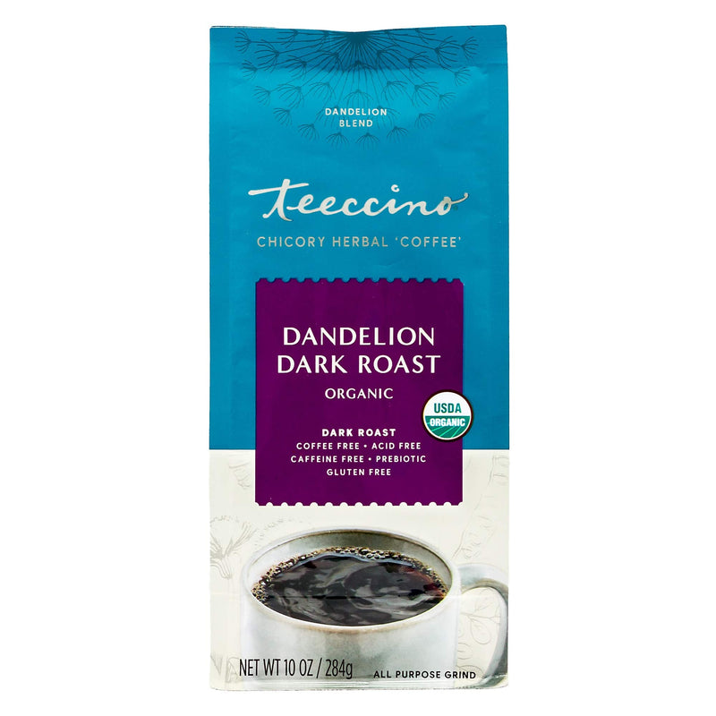 [Australia] - Teeccino Coffee Alternative – Dandelion Dark Roast – Detox Deliciously with Dandelion Herbal Coffee That’s Prebiotic, Caffeine Free & Gluten Free, Dark Roast, 10 Ounce 
