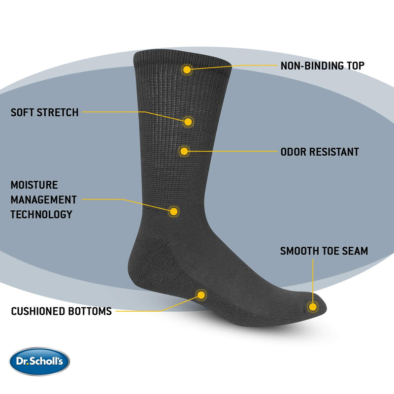 [Australia] - Dr. Scholl's Men's Diabetes & Circulator Socks Crew 7-12 4 Black 