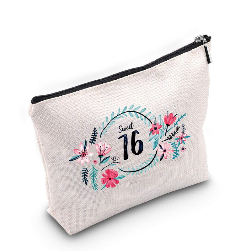[Australia] - Sweet 16 Gifts for Girls 16th Birthday Bag 16 Year Old Girl Gifts Sweet 16 Cosmetic Bag Cute Makeup Bags Travel Case 16th Birthday Gifts Ideas You're Braver Than You Believe (Sweet 16 Bag) White 