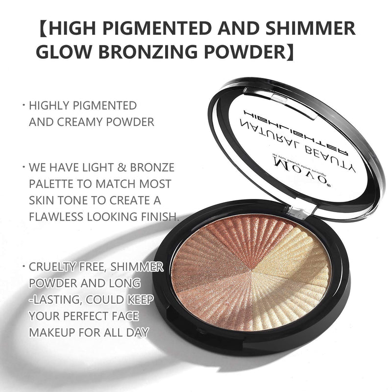 [Australia] - Highlighter Powder Makeup Palette – 5 Shades Lasting Shimmer Powder Face Illuminator Highlighter, Glow Bronzer Powder Waterproof Baked and Light Face Contour Highlight Palette, Cruelty Free (Bronzer) 