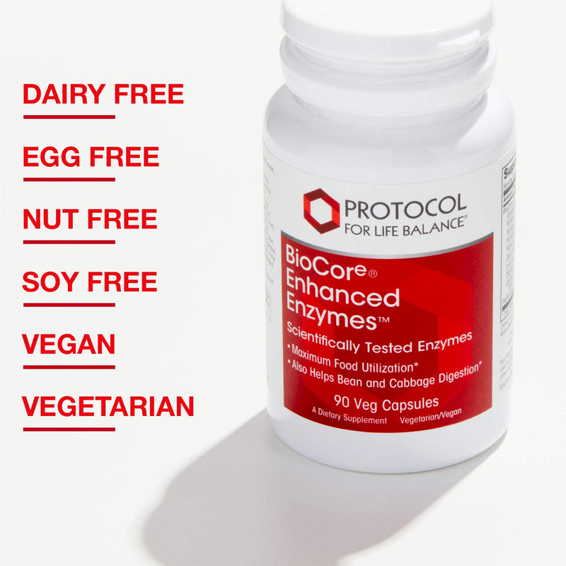 [Australia] - Protocol BioCore Enhanced Enzymes - Digestive Enzymes - Maximum Food Utilization - 90 Veg Caps 
