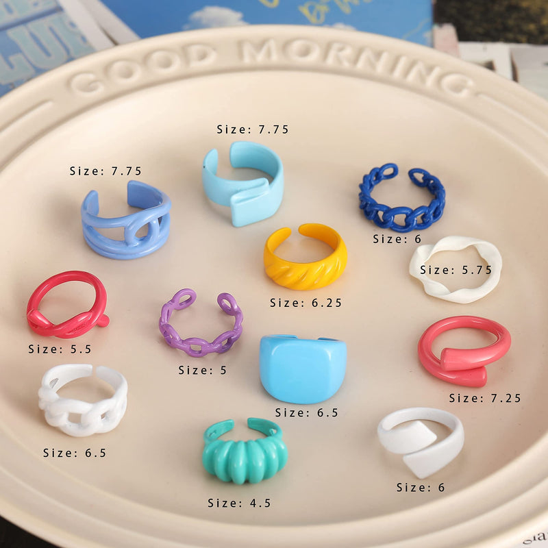 [Australia] - Chunky Rings Colorful, Trendy Resin Acrylic Open Stackable Finger Knuckle Y2K Rings for Women Color 1 