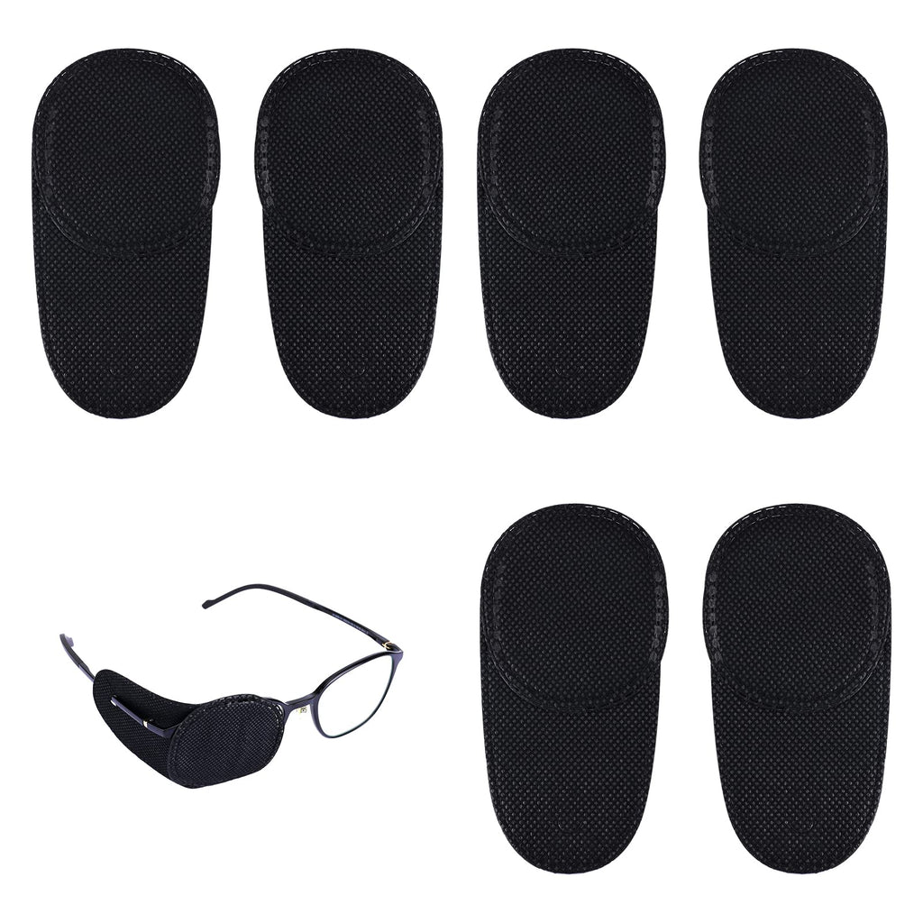 [Australia] - 6pcs Eye Patches for Glasses, Reusable Non-Woven Fabric Black Eye Patches to Cover Left Right Eye Improve Vision for Kids' & Adults' Lazy Eye Amblyopia Strabismus (Medium) 