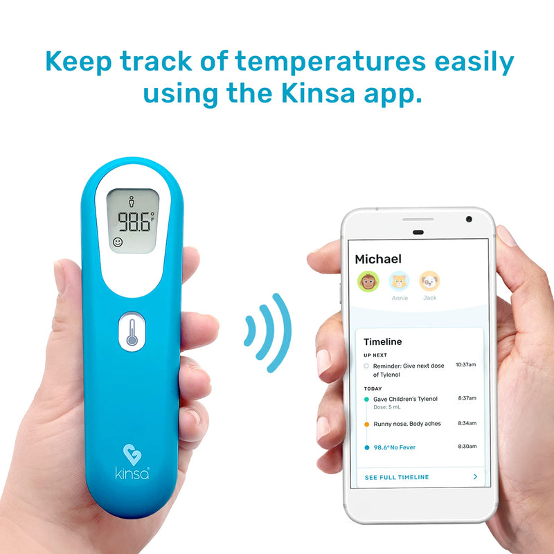 [Australia] - Kinsa QuickScan Non-Contact Smart Forehead Thermometer & App - Pairs with Smartphone to Track Family Health & Get Illness Guidance - Contactless, No Touch Thermometer FDA Cleared Adults & Kids 