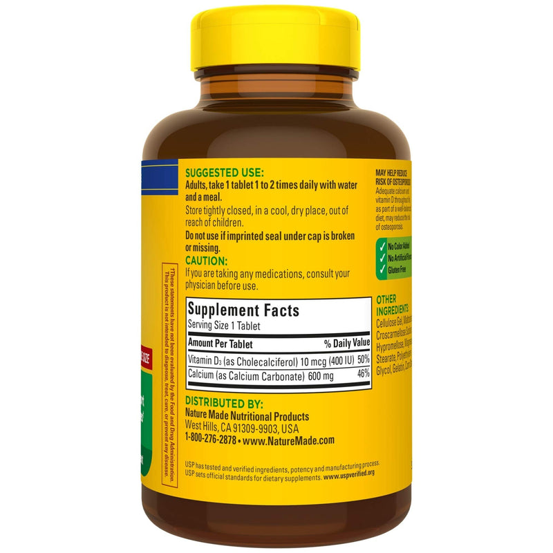[Australia] - Nature Made Calcium 600 mg with Vitamin D3, 220 Tablets 