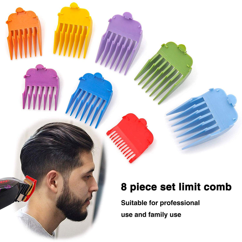 [Australia] - 8Pcs Colorful Professional Hair Clipper Guard Combs Attachment #3171-500 1/8” to 1,Replacement Hair Guards Combs Set Fits for Most Full Size Hair Clippers/Trimmers 