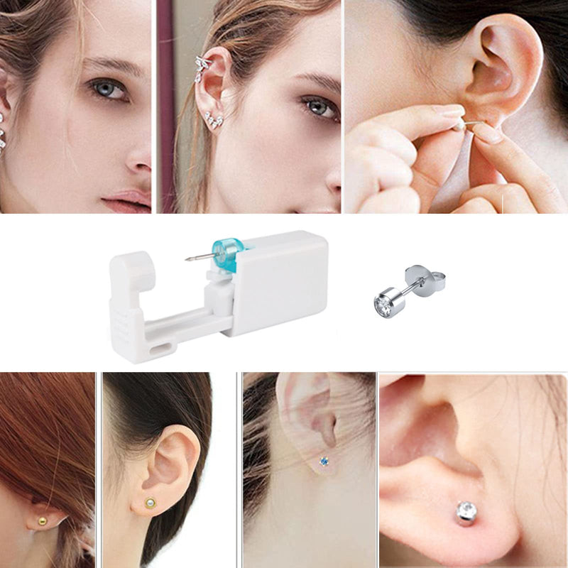 [Australia] - 8 Pack Disposable Ear Piercing Gun, DKDDSSS Ear Piercing Kit Safety Asepsis Piercing Tool With Ear Studs For Girls Women Men(White) 