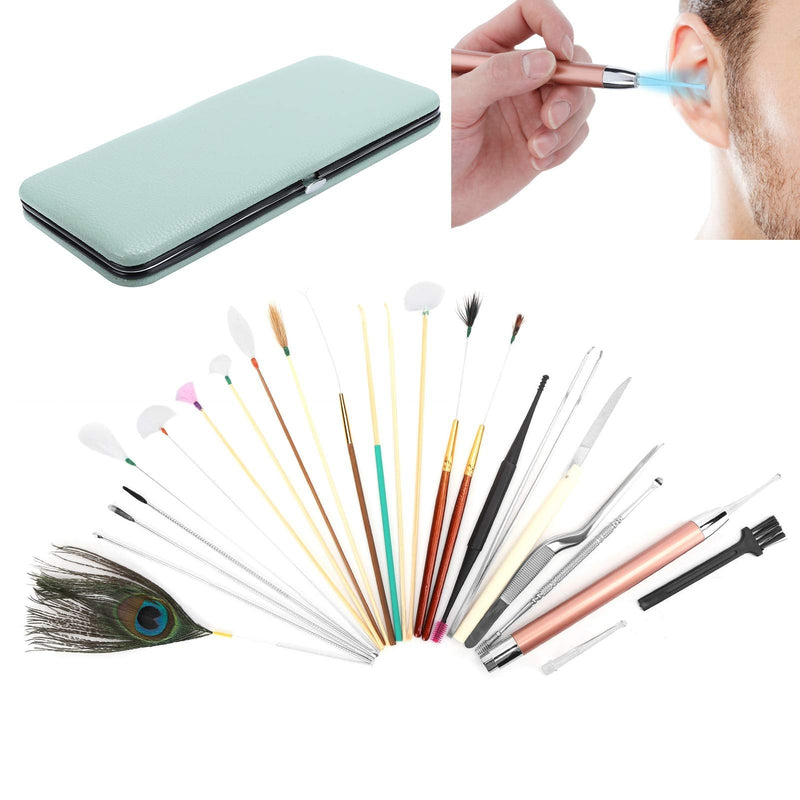 [Australia] - Ear Wax Removal Tool, 23psc Spiral Ear Pick Sets Double Ended Ear Scoop Spoon Ear Care Supplies for Woman Man Earwax Removal Ear Cleaning Tools Set(23 Mint Green Ear Pick Sets) 23 Mint Green Ear Pick Sets 